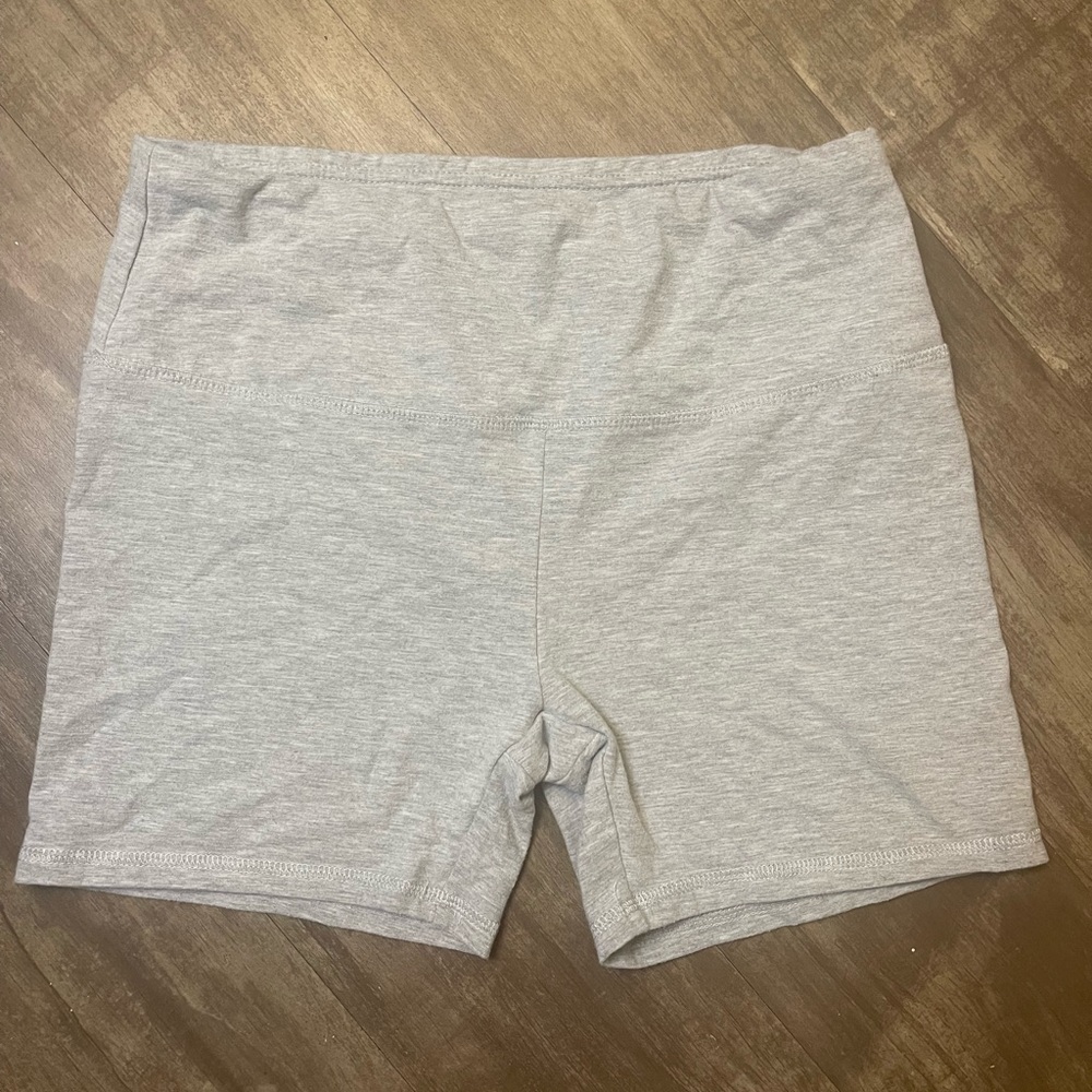 Grey Cotton Biker Shorts